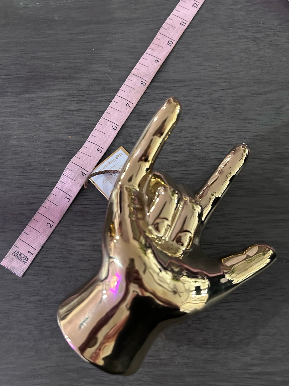 Gold I Love You ASL Hand Sign Ceramic Sculpture Home Decor - Picture 6 of 6